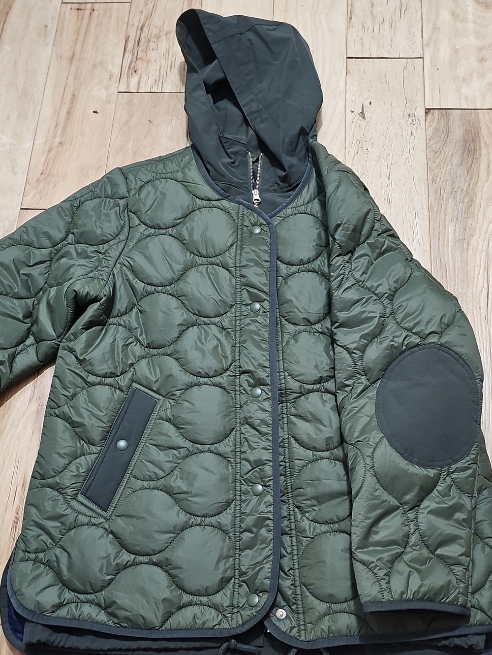 J. Crew Olive Green Quilted Hooded Puffer Jacket